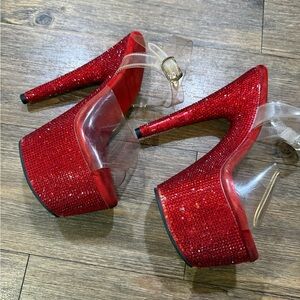 Red Rhinestone pleasers 7”